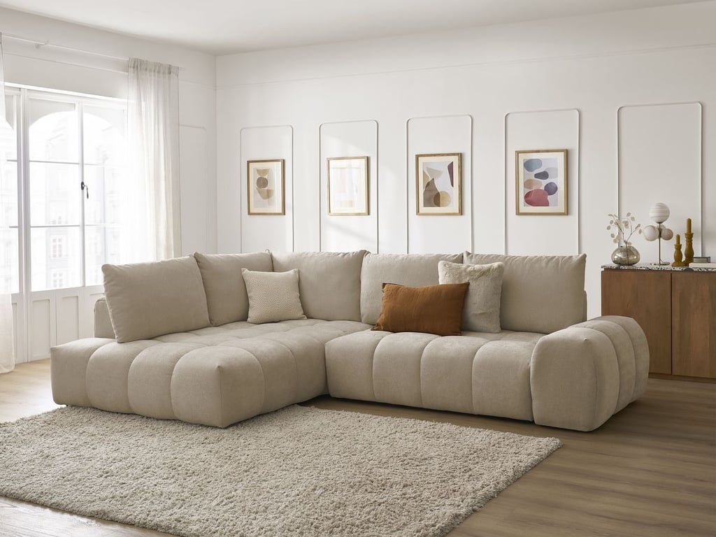 Produit similaire: Canapé d'angle L convertible coffre EVEREST tissu texturé taupe angle gauche BOBOCHIC 3 places