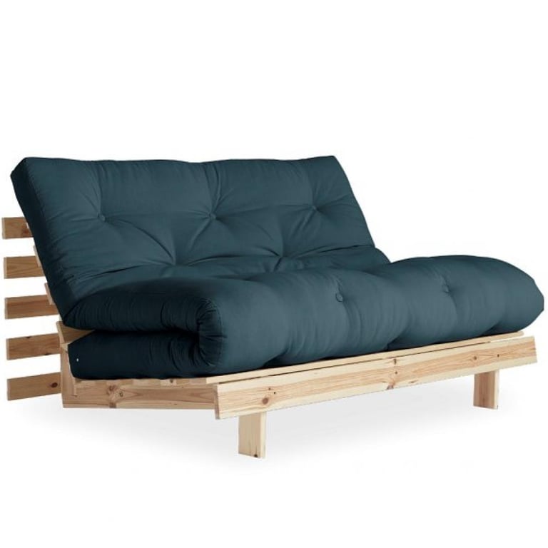 Produit similaire: Canapé convertible futon ROOTS pin naturel coloris bleu pétrole couchage 140*200 cm.
