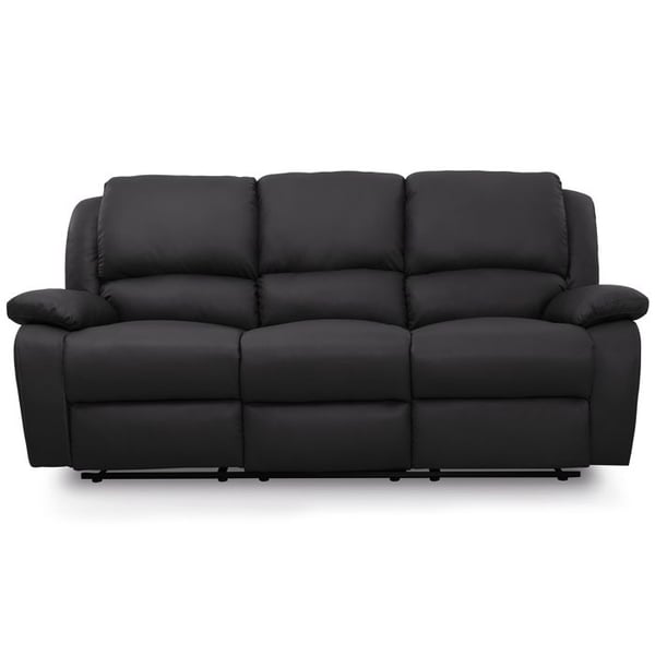 Canapé Relaxation 3 places Simili cuir LEO - Noir - L193 x 93 x 96cm - LOUNGITUDE