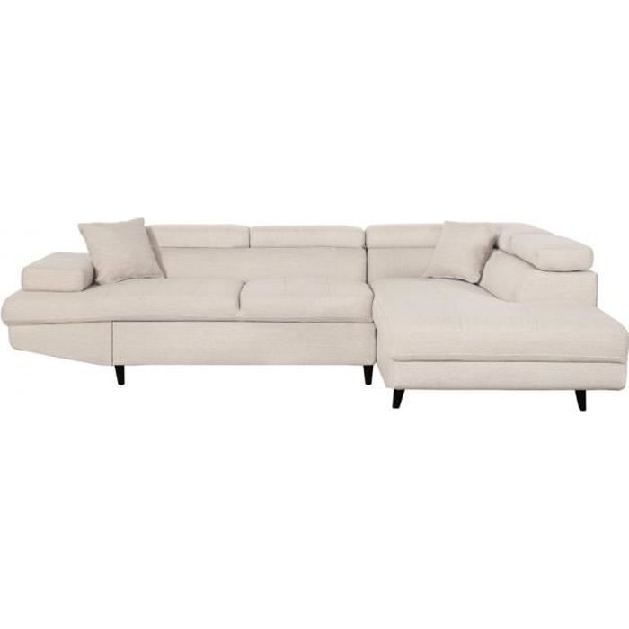 Produit similaire: Canapé d'angle droit convertible RIO Scandinave avec coffre en tissu - Beige, Pieds noir - L271 x P192 x H70cm - LOUNGITUDE