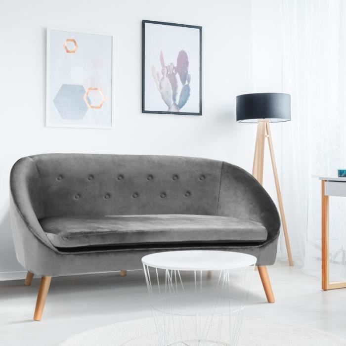 Produit similaire: Canapé banquette en velours Sonia gris - - Vintage - Tissu - 2 places - Moelleux