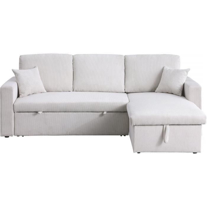 Produit similaire: Canapé d'angle convertible en velours côtelé "Alain" - 3 places - Beige