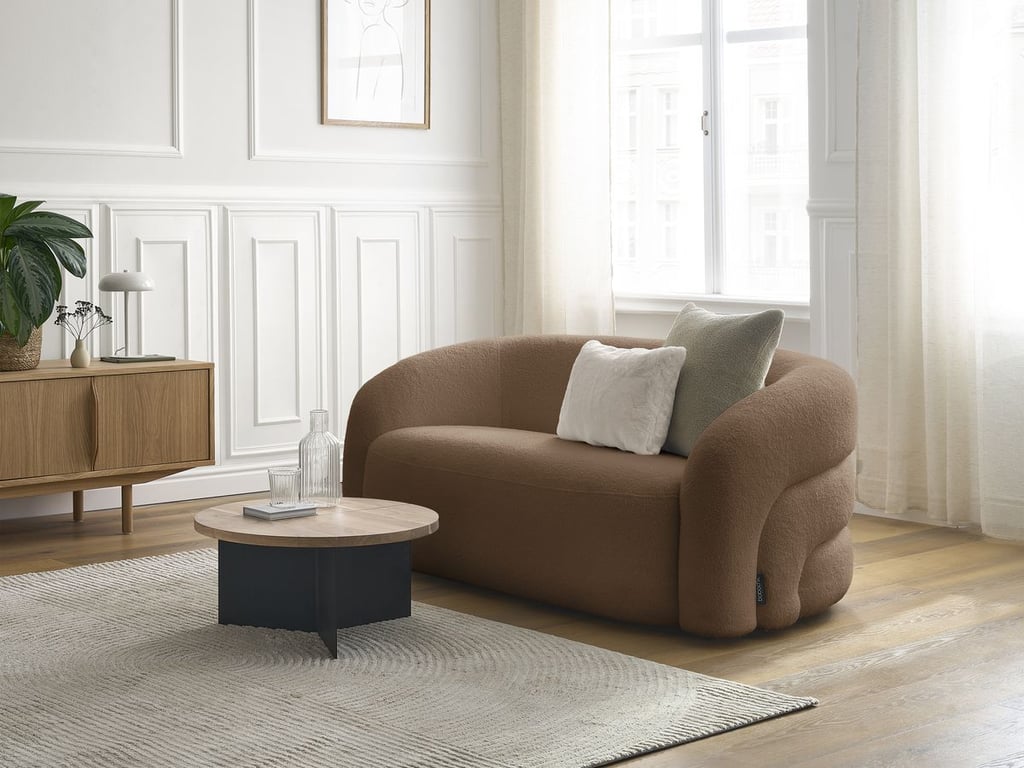 Produit similaire: Canapé droit fixe 2 places ELINA tissu bouclette marron BOBOCHIC