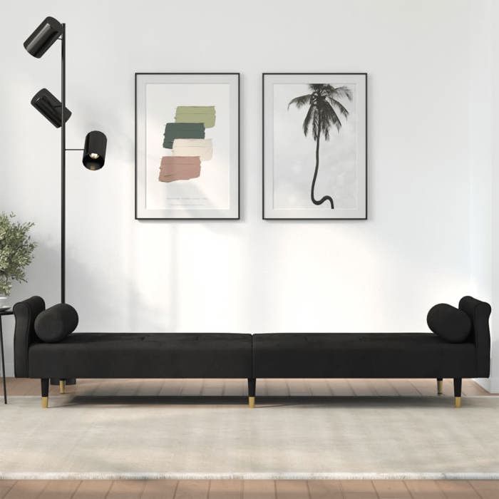 Produit similaire: Lit banquette 2 places - convertible - Canapé-lit avec coussins noir velours CAL9491440