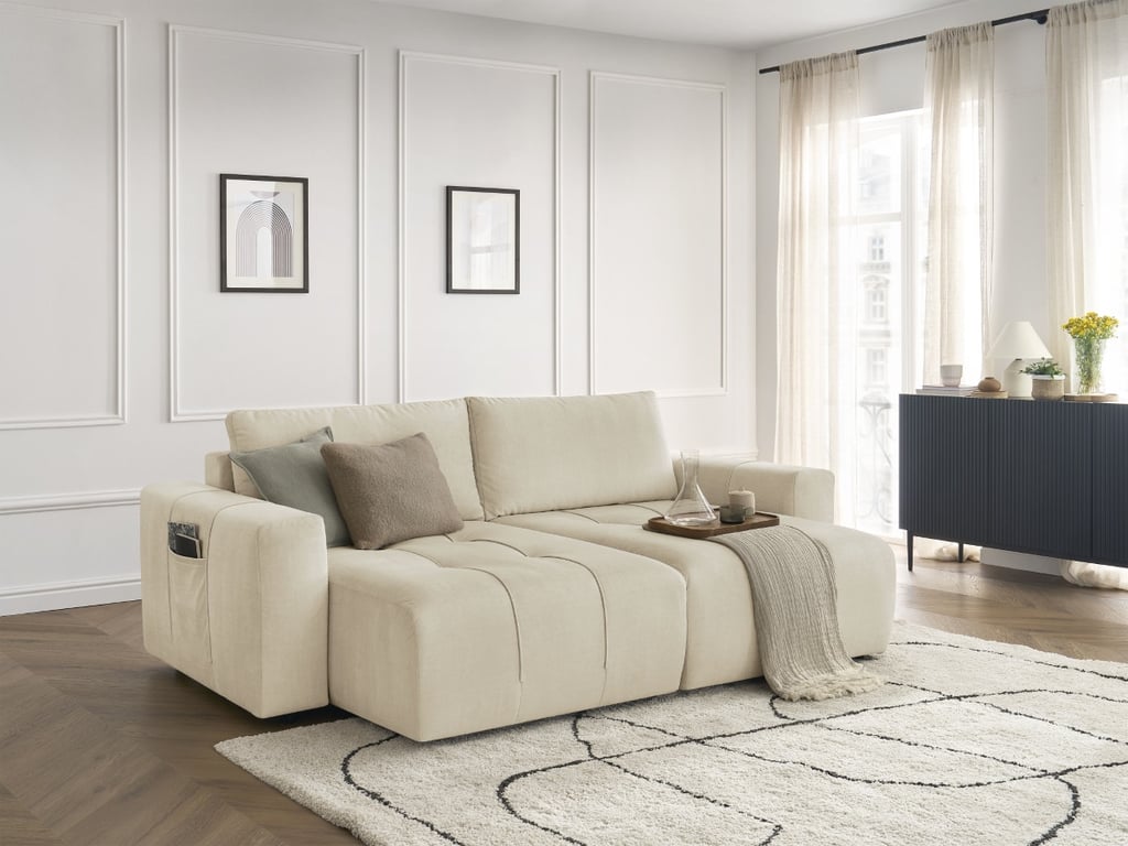 Produit similaire: Canapé droit fixe 4 places ARSENE assise profonde velours beige BOBOCHIC