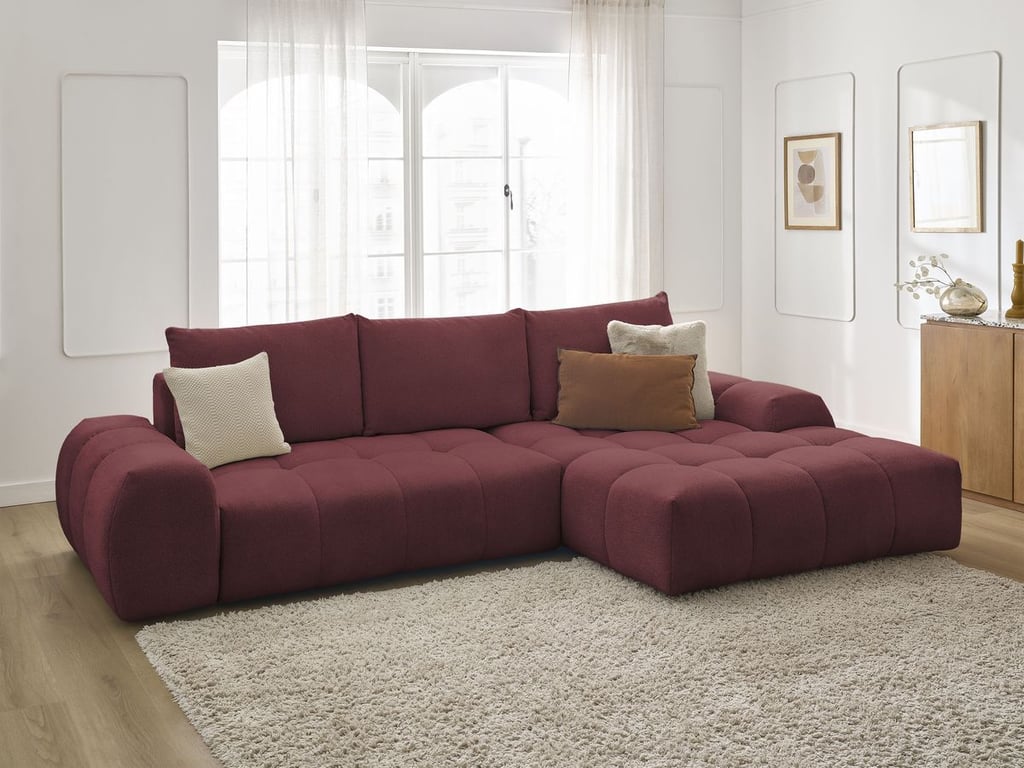 Produit similaire: Canapé d'angle convertible coffre EVEREST tissu chiné rouge angle droit BOBOCHIC 3 places