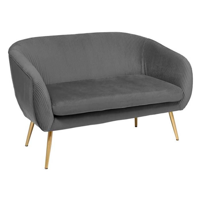 Produit similaire: Banquette 2 places - Atmosphera - Solaro - Velours gris - 124x74cm - Pieds en métal doré