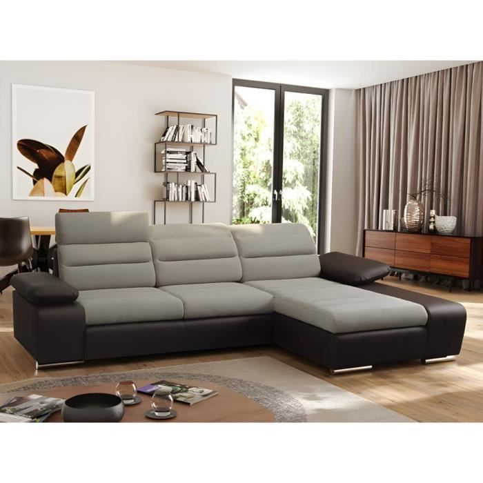 Produit similaire: Canapé d'angle convertible en tissu et simili MIRABEAU - Bicolore beige-marron - Angle droit