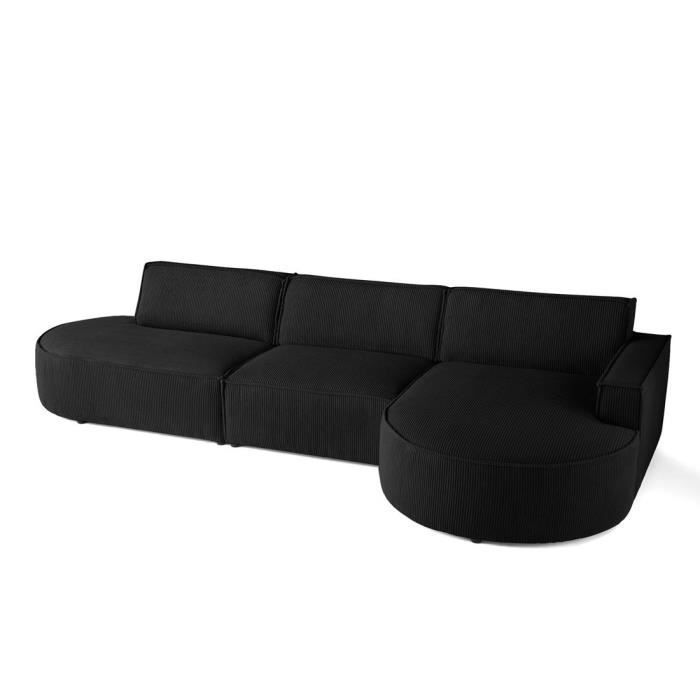Produit similaire: Spiaggia - canapé d'angle droit - forme arrondie - 5 places - en velours côtelé - Noir