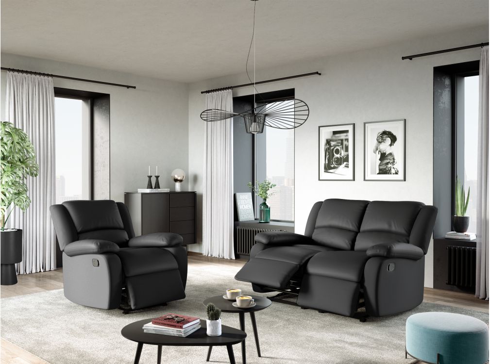 Produit similaire: RELAXXO - Ensemble canapé relax manuel LEO 2 places + fauteuil manuel en simili