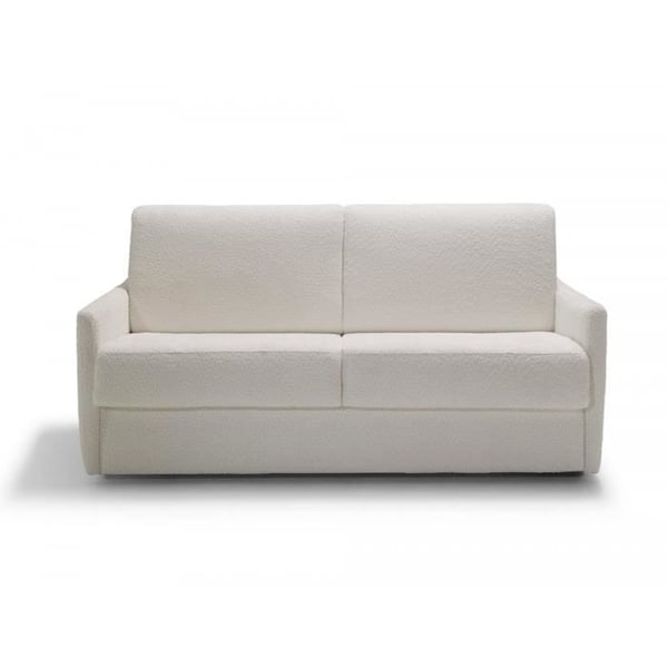 Canapé convertible 3 places en tissu bouclé écru - Ouverture express - Couchage quotidien - Matelas HD 140 x 190 - Sienne