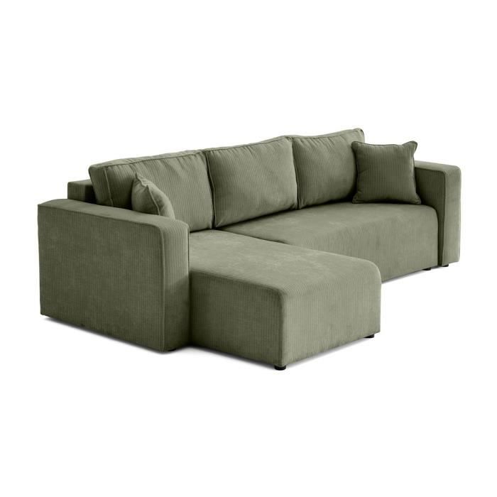 Produit similaire: Topaze - canapé d'angle réversible - 4 places - convertible avec coffre - en velours côtelé plat - Vert sauge