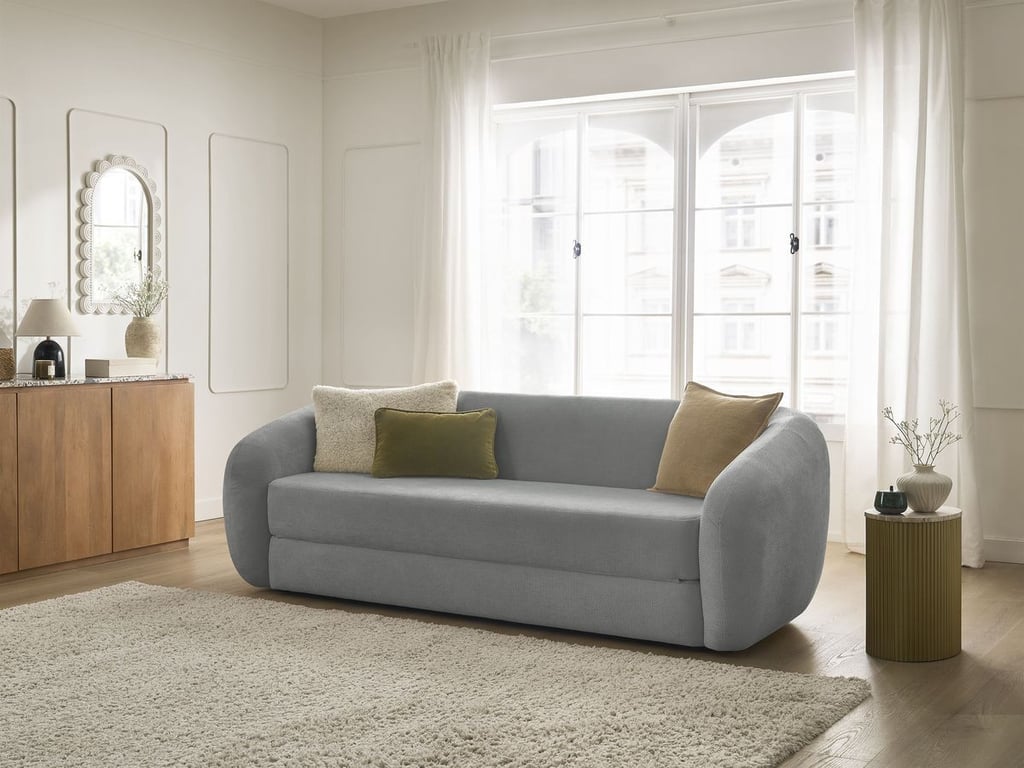 Produit similaire: Neyo canapé droit convertible déplimousse 3 places tissu lisse gris foncé