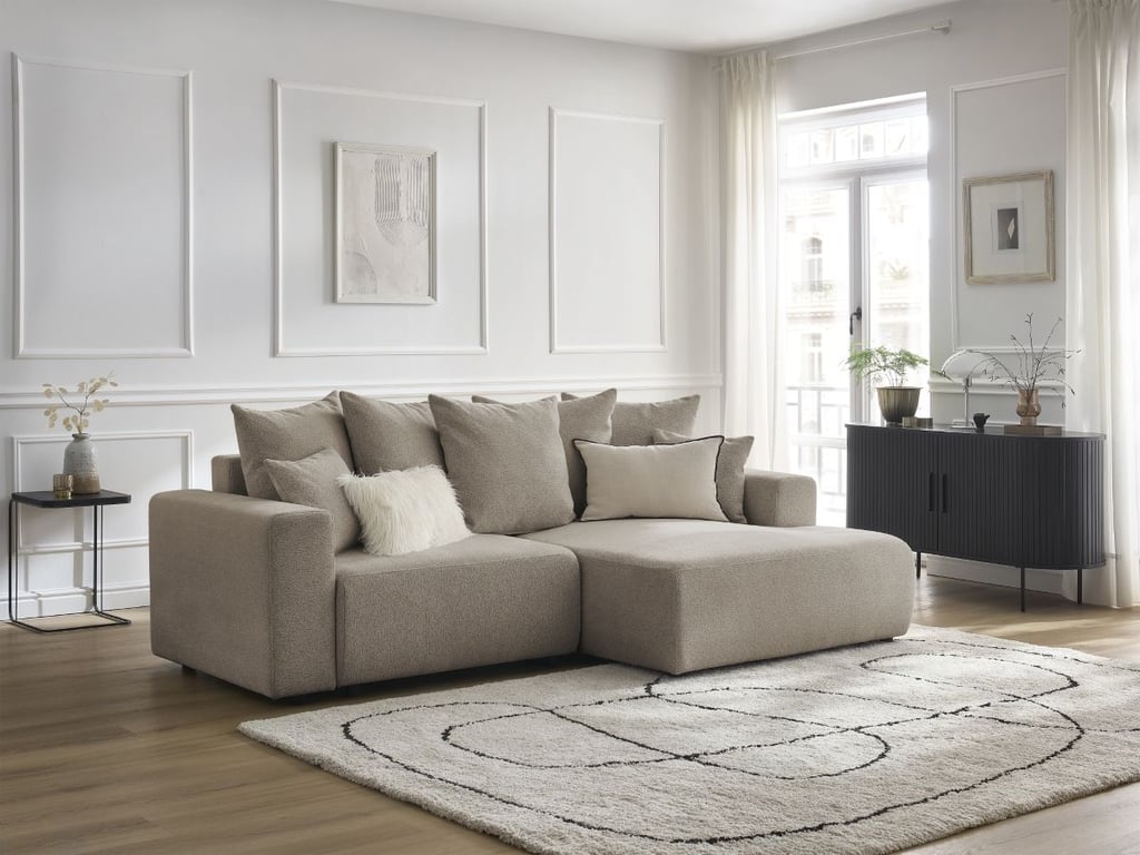 Produit similaire: Canapé d'angle convertible coffre ATILLA tissu chiné taupe angle droit BOBOCHIC 4 places