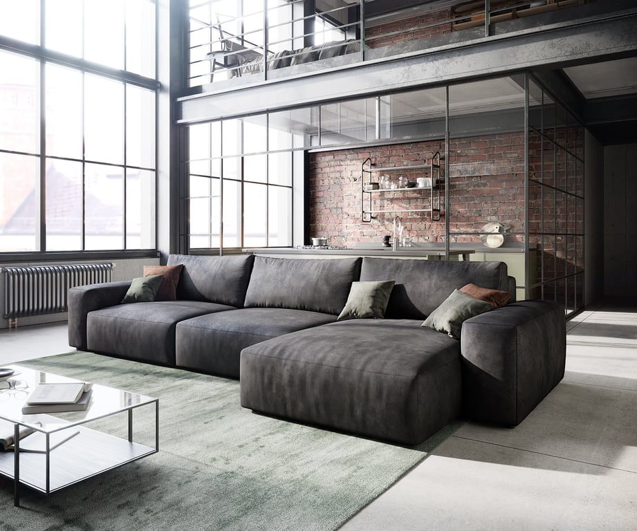 Produit similaire: Canapé d'angle Lanzo L 360x160 cm Imitation cuir vintage anthracite Recamière variable