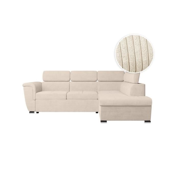 Produit similaire: Canapé d'angle droit 4 places PAOLA convertible avec coffre en velours côtelé - Beige - L252 x P188 x H76cm - LOUNGITUDE