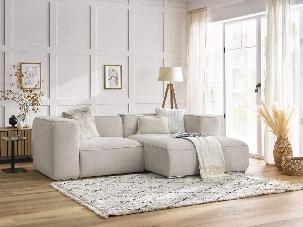 Produit similaire: Canapé d'angle fixe compact ZEPHYR beige angle droit BOBOCHIC 3 places