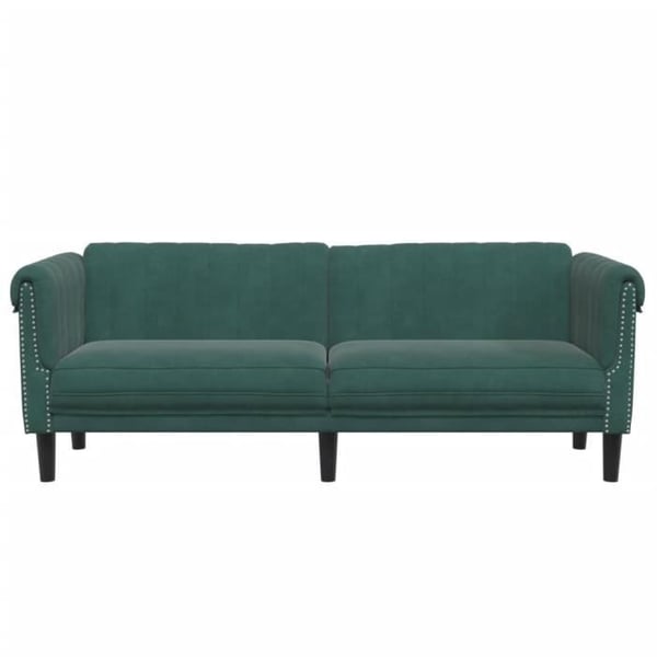 SALUTUYA Canapé à 3 places vert foncé velours -QPI16279