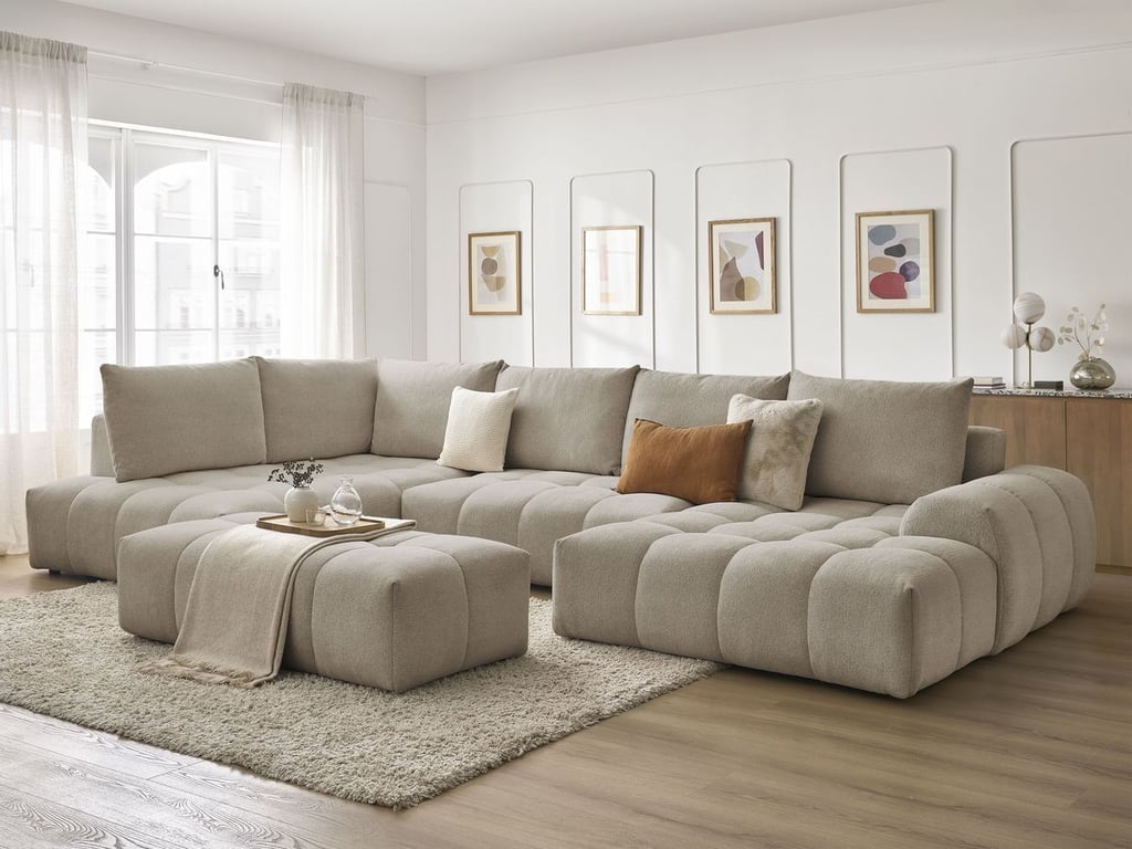 Produit similaire: Everest canapé panoramique convertible coffre 7 places tissu chiné taupe angle droit