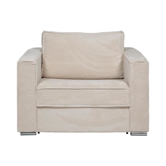 Produit similaire: Fauteuil convertible express en velours côtelé beige - Couchage 70 cm - Matelas 14 cm - LORETO