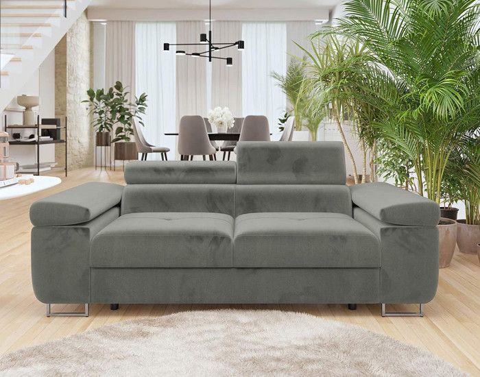 Produit similaire: Canapé droit 2 places avec têtières ajustables en velours - Gris - BESTMOBILIER - Pablo