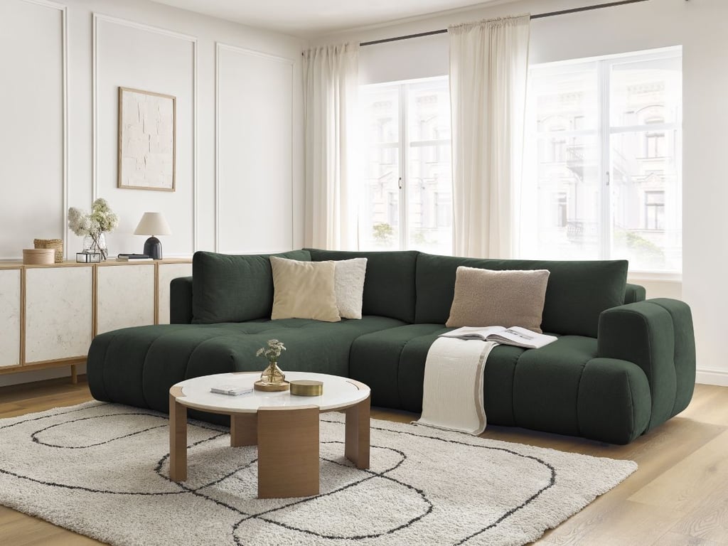 Produit similaire: Canapé d'angle L convertible FUJI tissu lisse vert angle gauche BOBOCHIC 4 places