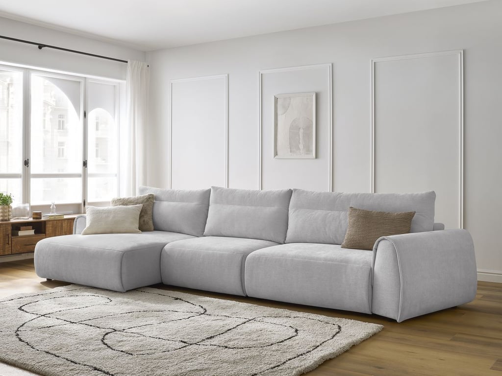 Produit similaire: Canapé grand angle incurvé fixe ADEN gris clair angle gauche BOBOCHIC 4 places