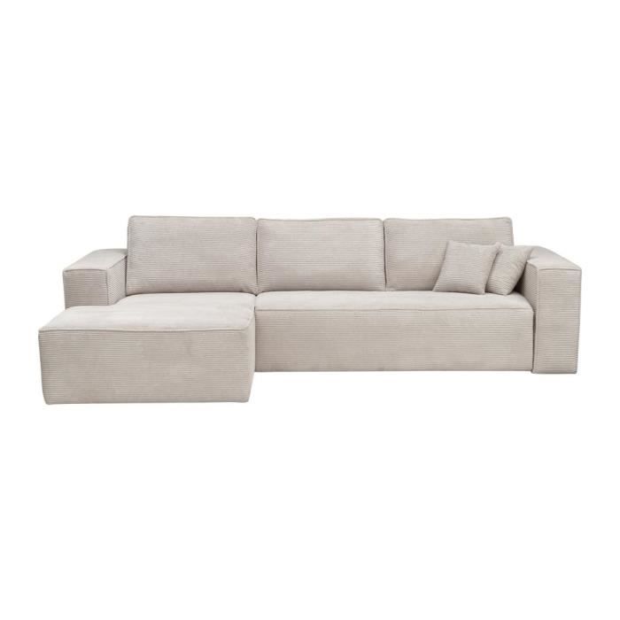 Produit similaire: Canapé angle gauche convertible express velours côtelé beige - Couchage 140 cm - Matelas 14 cm AMELIA II