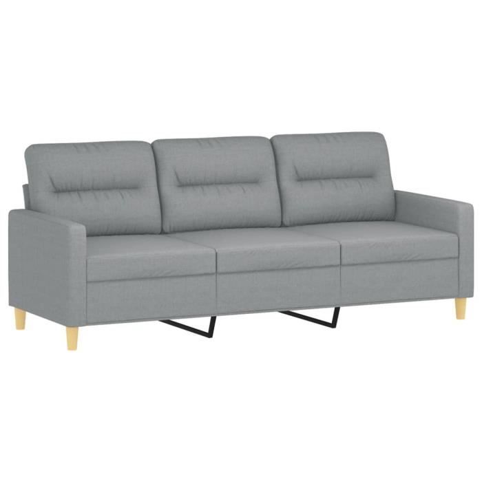 Produit similaire: Canapé 3 places - ZERODIS - Gris clair - Tissu 100% polyester - Dimensions 198x77x80 cm - Confort moelleux