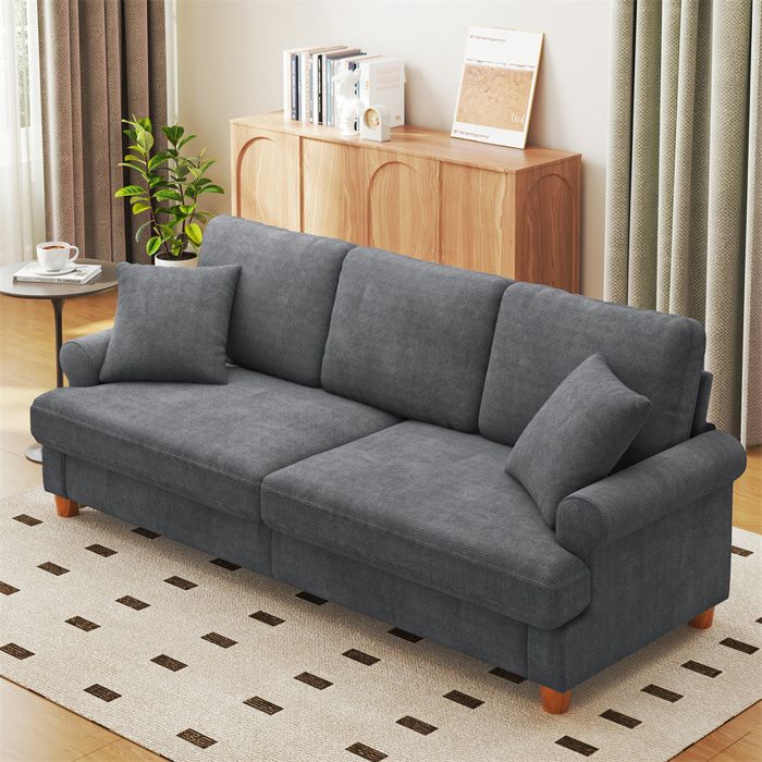 Produit similaire: Grand Canapé 3 Places en Chenille Gris avec accoudoirs,coussins et oreillers,Canapé Scandinave pour le salon,220×74×86cm