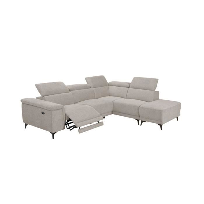 Produit similaire: Canapé d'angle droit de relaxation électrique DEBBY avec pouf amovible en tissu - Beige - L275 x P229 x H81cm - LOUNGITUDE