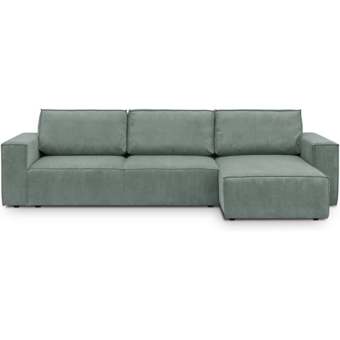 Produit similaire: Canapé d'angle 5 places convertible réversible avec coffre de rangement en velours fines côtes bleu clair - Harper New