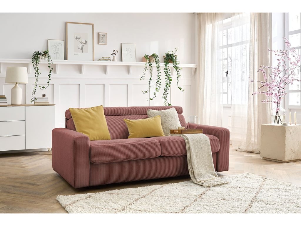 Produit similaire: Canapé droit convertible MONACO ouverture express velours côtelé rose 140x190 BOBOCHIC 3 places