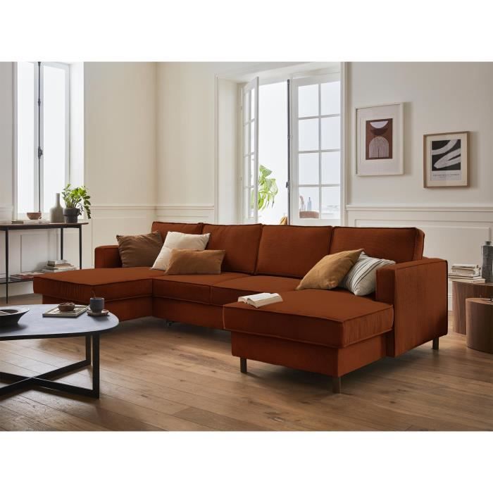 Produit similaire: Jake - canapé panoramique en U - 7 places - convertible - avec coffre - en velours côtelé - Rouille