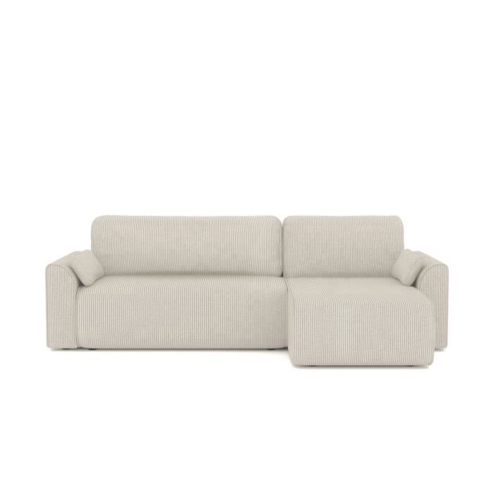 Canapé angle CAPUCINS convertible velours côtelé beige 4 places - Vue supplémentaire 1