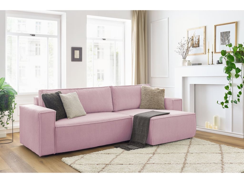 Produit similaire: Canapé d'angle réversible convertible coffre NIHAD velours côtelé violet BOBOCHIC 3 places