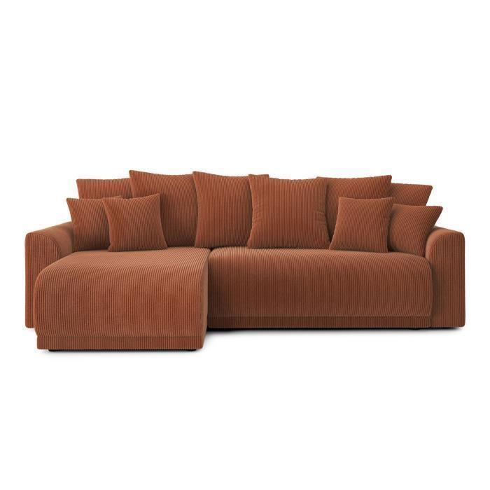 Produit similaire: Canapé d'angle convertible NOVA en velours côtelé terracotta 4 places - Réversible - Coffre de rangement - BAÏTA