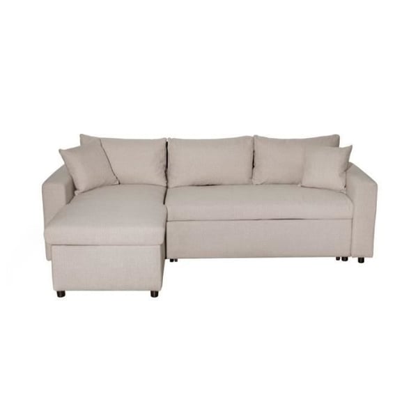 Canapé d'Angle MARIA Réversible et Convertible avec Coffre en Tissu Beige
