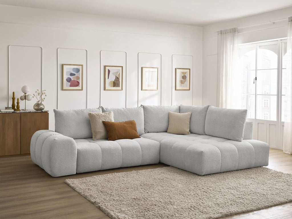 Produit similaire: Canapé d'angle L convertible coffre EVEREST tissu chiné gris clair angle droit BOBOCHIC 3 places