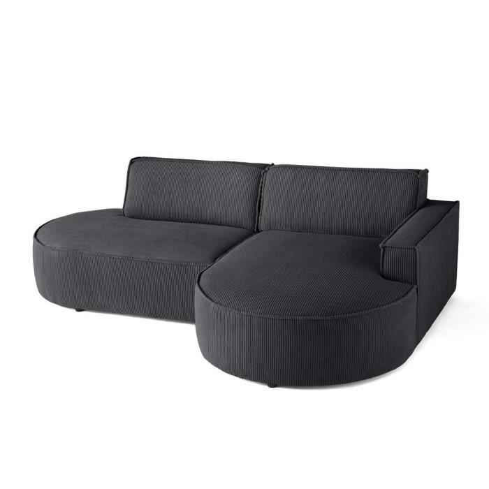Produit similaire: Spiaggia - canapé d'angle droit - forme arrondie - 4 places - en velours côtelé - Gris foncé
