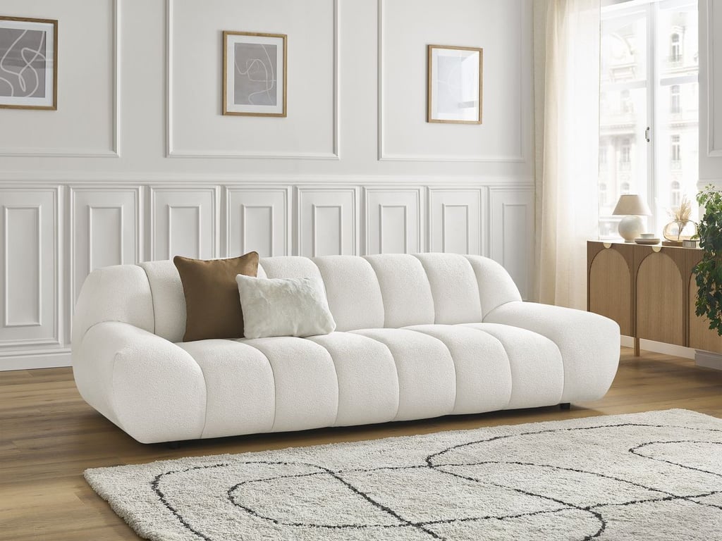 Produit similaire: Hayden canapé droit fixe 3 places tissu bouclette blanc
