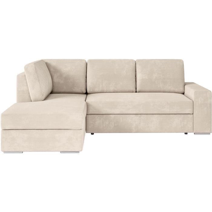 Produit similaire: Canapé d'angle gauche 3 places convertible ADEN avec coffre en velours côtelé - Beige - L246 x P174 x H96cm - LOUNGITUDE