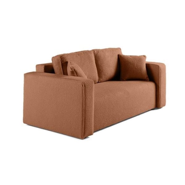 Topaze - canapé droit 2 places - en tissu bouclette - Terracotta