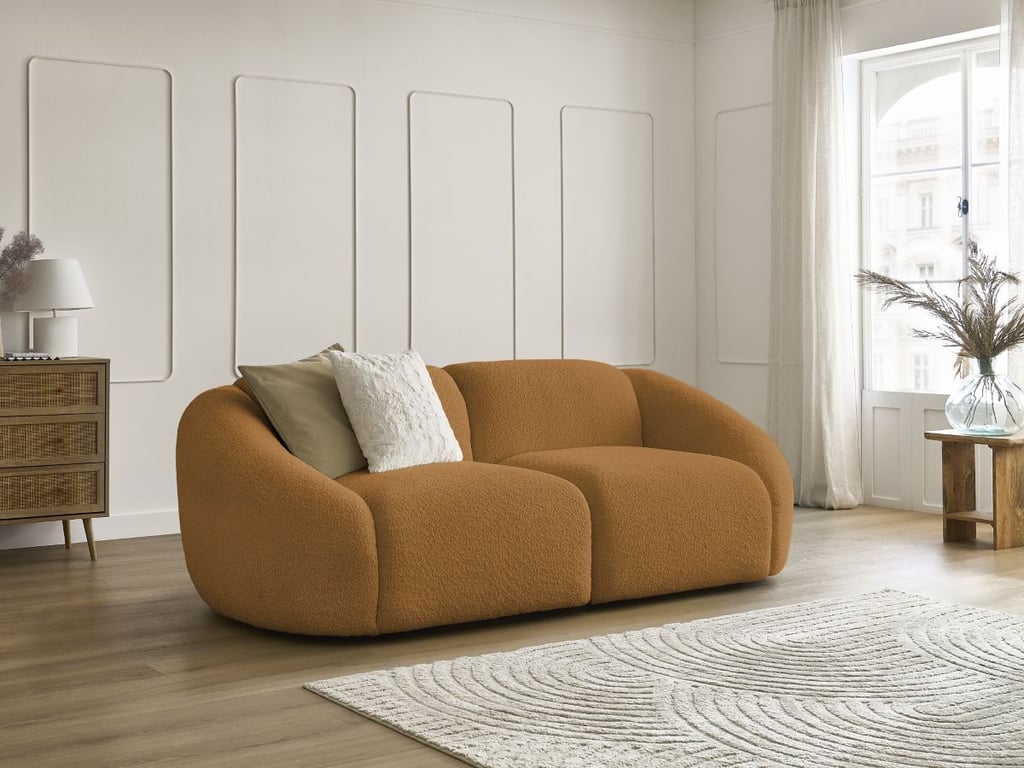 Produit similaire: Canapé droit fixe 2 places TINA tissu bouclette jaune BOBOCHIC