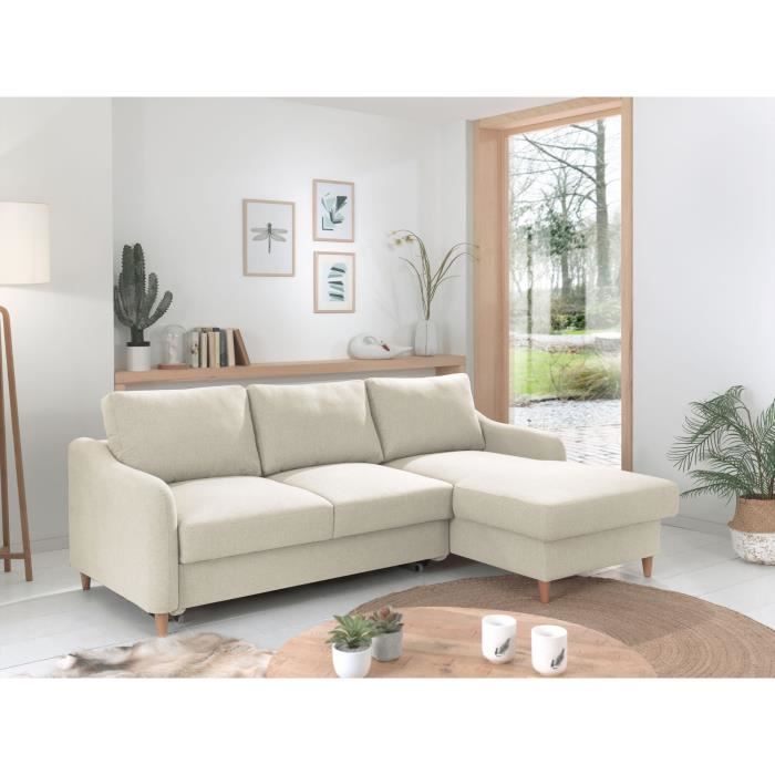 Produit similaire: Canapé d'angle convertible avec coffre 4 places style scandinave Lisa Design - Beige