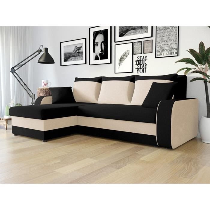 Produit similaire: Canapé d'angle convertible KRISTO beige et noir en tissu
