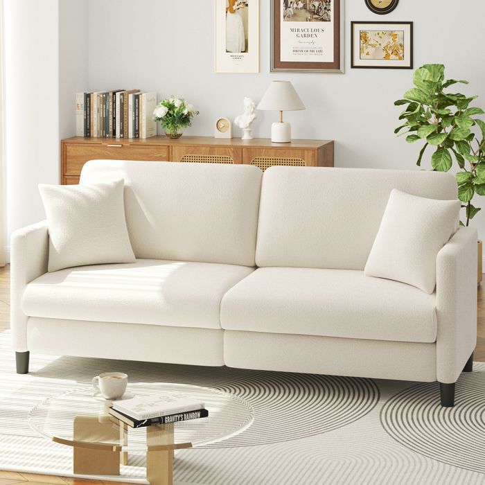 Produit similaire: Canapé 3 Places en Velours Teddy Beige pour salon,Canapé Moderne Scandinave avec trois coussins,pieds en bois,193×78×85CM