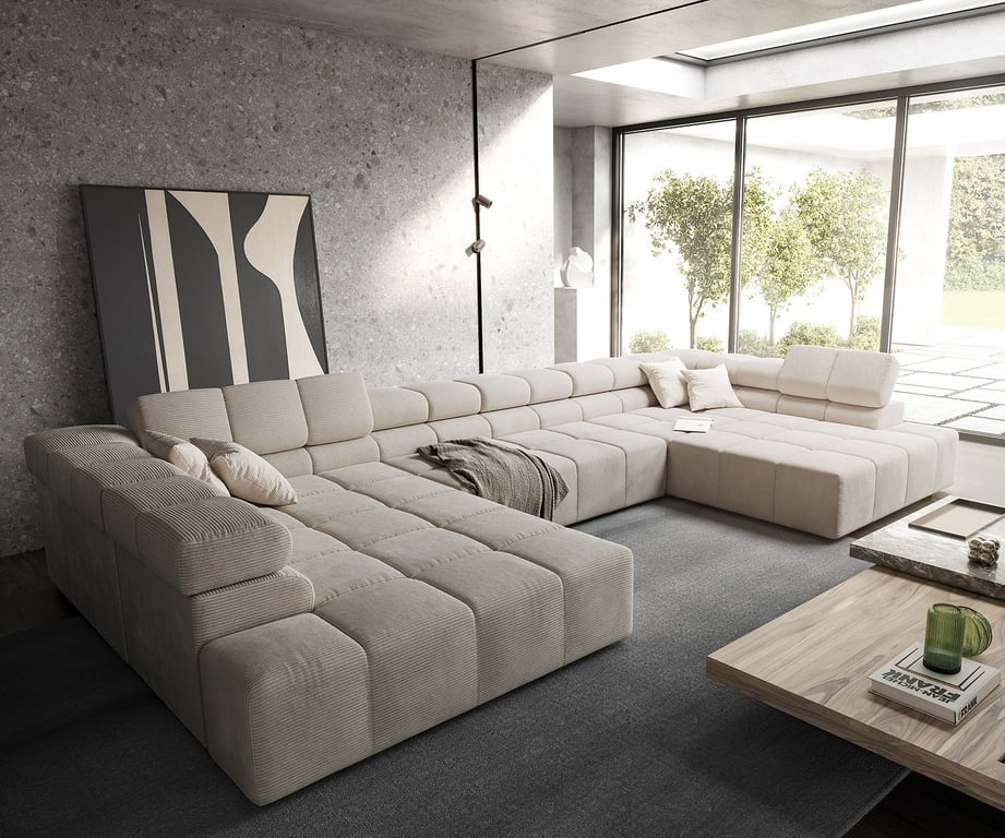 Produit similaire: Canapé panoramique Phia 430x220 cm velour côtelé beige