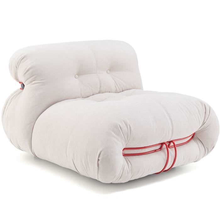 Canapé Relax clic-clac Design Cercle en acier chromé Fixation Sofa de relaxation Mousse de polyuréthane Canapé Blanc - FURGLE