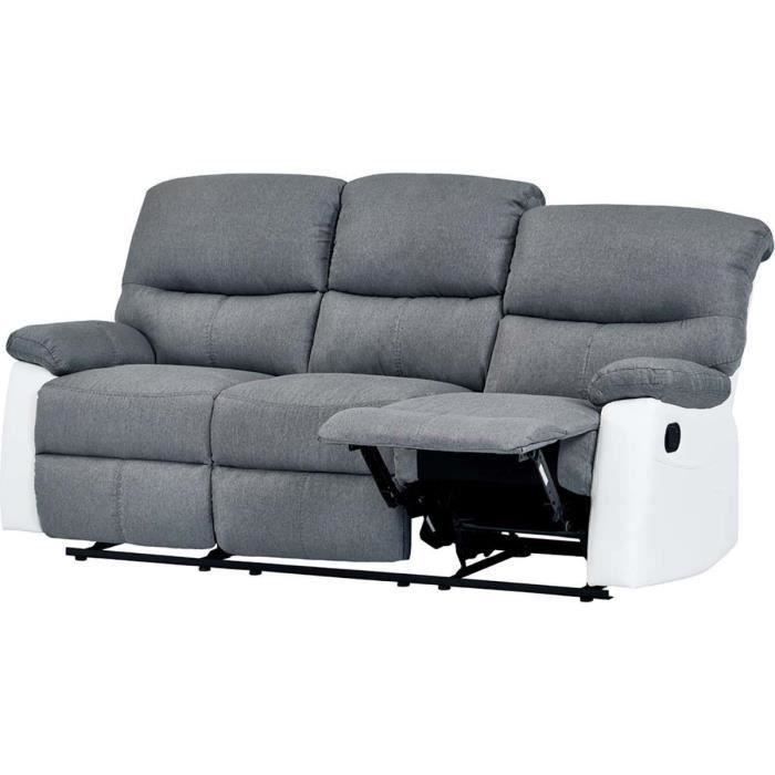 Produit similaire: Canapé relax Lincoln - HABITAT ET JARDIN - 3 places - Blanc / Gris clair